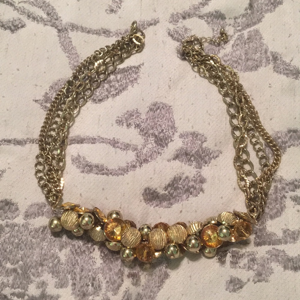 Gold sparkle bold statement necklace
